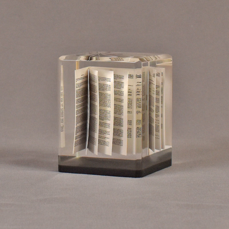 Lucite® Prospectus Embedment made of crystal-clear acrylic.